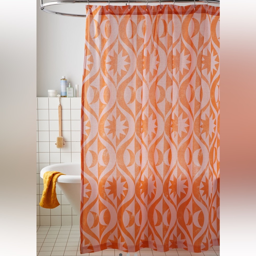 Urban Outfitters Orange Patterned Shower Curtain